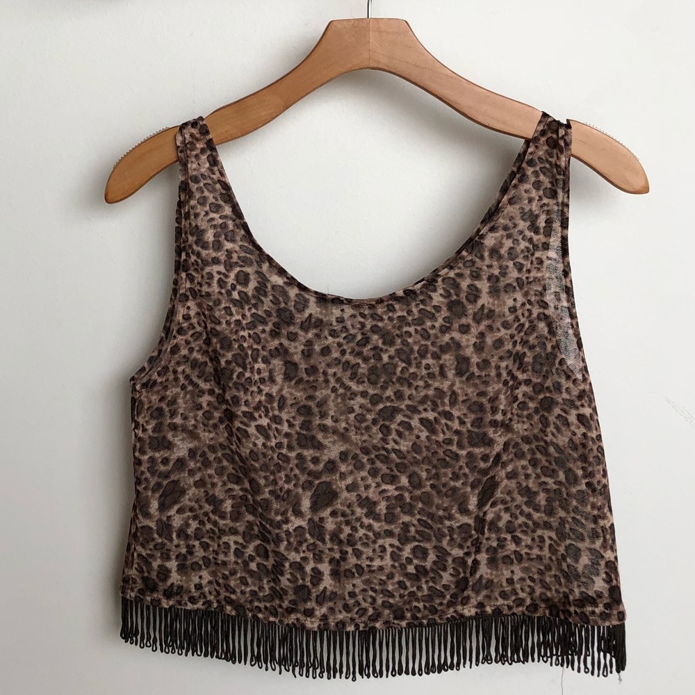 Leopard Fringe Crop Top